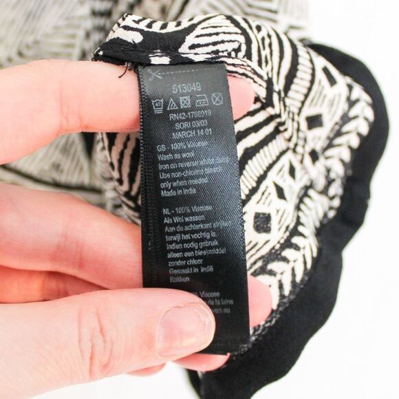 Monsoon Black and White Print Shark Bite Hem Midi Skirt US 12 - Picture 9 of 9